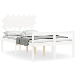 Maison Chic Lit adulte - Cadre Structure de lit avec tête de lit Contemporain blanc 120x200 cm bois massif -MN14039