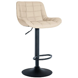 Decoshop26 Tabouret de bar x1 structure métallique noir assise en PVC crème avec surpiqûres 10_0005444