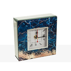 Horloge de table Romimex Bleu Doré verre 14 x 14 x 5 cm