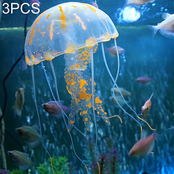 Wewoo Décoration aquarium Orange 3 PCS Articles Silicone Simulation Fluorescent Sucker Jellyfish, Taille: 3.5 * 11 cm