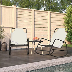 Maison Chic Lot de 2 Chaises longues à bascule | Bain de soleil Relax | Transat Crème Acier et textilène -GKD64799