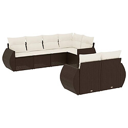 vidaXL Salon de jardin avec coussins 7 pcs marron résine tressée