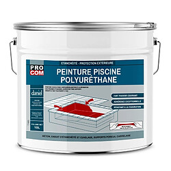 PRO COM Peinture piscine béton, peinture polyuréthane pour piscine et bassin, étanche et souple, béton, enduit, ciment PROCOM-10 litres-Blanc