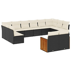 Maison Chic Salon de jardin 12 pcs avec coussins | Ensemble de Table et chaises | Mobilier d'Extérieur noir résine tressée -GKD87706