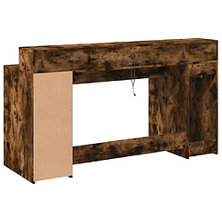 Acheter Helloshop26 Bureau table poste de travail meuble d'ordinateur informatique étude et lumières LED chêne fumé 160 x 55 x 91cm bois d'ingénierie brun 02_0023786