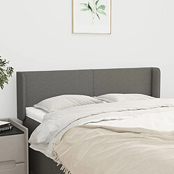 Maison Chic Tête de lit scandinave avec oreilles,meuble de chambre Gris foncé 147x16x78/88 cm Tissu -MN95233