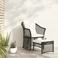 vidaXL Salon de jardin 2 pcs avec coussins Noir Résine tressée