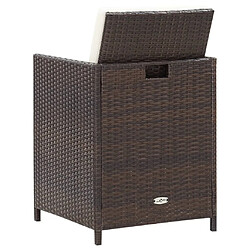 Maison Chic Jeu de 4 chaise,fauteil et tabouret de jardin 4 pcs 4 pcs Résine tressée Marron -GKD87486 pas cher