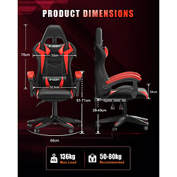 RATTANTREE Chaise gaming avec led, chaises de gamer, fauteuil gaming led, fauteuil gamer, Dossier Hauteur Réglable, Fauteuil Gaming LED avec Lombaire&Appui-Tête Appui, Noir Rouge