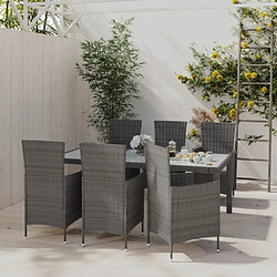 Maison Chic Salon de jardin 7 pcs + coussins - Mobilier/Meubles de jardin - Table et chaises d'extérieur Résine tressée Gris -MN98554