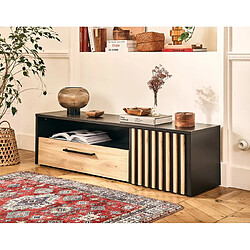 Bestmobilier Varna - meuble TV - bois et noir - 164 cm