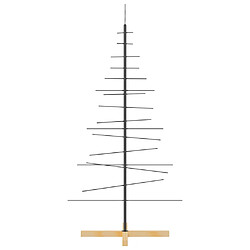 Avis vidaXL Arbre de Noël en métal avec base en bois noir 150 cm