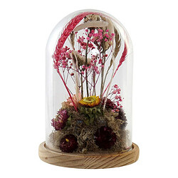 Figurine Décorative DKD Home Decor Verre Fleurs Bois MDF (17 x 17 x 26 cm)