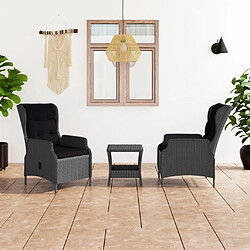 Maison Chic Salon de jardin 3 pcs + coussins - Mobilier/Meubles de jardin - Table et chaises d'extérieur Résine tressée Gris foncé -MN95419