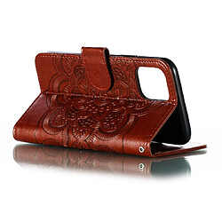 Wewoo Coque Etui à rabat en cuir Mandala avec motif gaufrage pour iPhone 11 Pro support et logements cartes portefeuille et cadre photo et lanière Marron pas cher