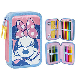 Plumier double Minnie Mouse Rose 12,5 x 19,5 x 4,5 cm