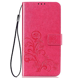 Wewoo Housse Coque Étui en cuir motif fleurs tricotées Lucky Clover pour LG G8 ThinQavec support et emplacements cartesainsi que portefeuille et dragonne Rose Rouge