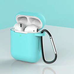 Coque en silicone anti-poussière avec boucle cyan pour votre Apple AirPods (2016)/(2019)