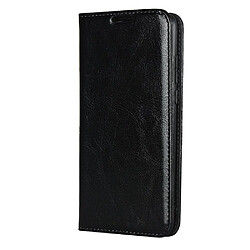 Etui en cuir véritable texture de cheval fou noir pour votre Huawei P30 Lite New Edition/P30 Lite/Nova 4e