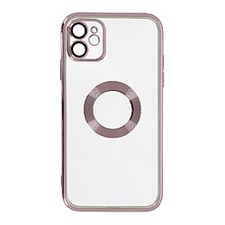 Avizar Coque iPhone 11 Silicone Caméra Couvert Transparent Contour Rose Gold Chromé