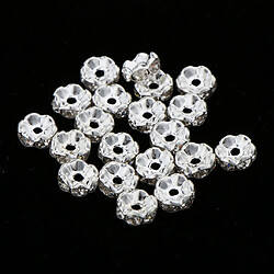 100pcs 8mm alliage d'argent rhinestone perles spacer bricolage trouver une fleur