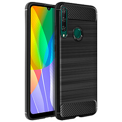 Avizar Coque Huawei Y6p Protection Souple Carbone Métal Brossé Noir