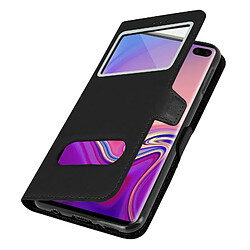 Avizar Etui Samsung Galaxy S10 Plus Housse Folio Double Fenêtre Fonction Support noir