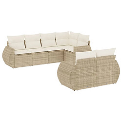 vidaXL Salon de jardin avec coussins 7 pcs beige résine tressée