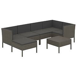 vidaXL Salon de jardin 7 pcs avec coussins résine tressée gris