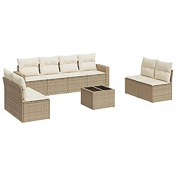 vidaXL Salon de jardin avec coussins 9 pcs beige résine tressée