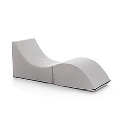 Autrement Talamo Italia Clever pouf, convertible en chaise longue en éco-cuir, couleur blanche, mesure 100 x 70 x 50 cm