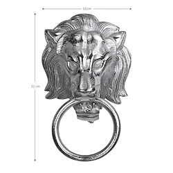 Acheter WOMO-DESIGN Porte-Serviettes Tête de Lion, 10 x 31 cm, Argent, en Aluminium Nickelé, Heurtoir de Porte, Accessoire Salle de Bain WC, Décoration Maison, Anneau Figurine Murale, Symbolisme Intemporel