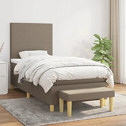 vidaXL Sommier à lattes de lit avec matelas Taupe 90x200 cm Tissu