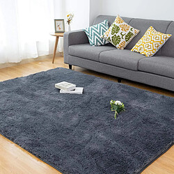 Tapis Salon Carré Shaggy Moderne Gris 80x200cm