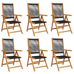 vidaXL Chaises inclinables de jardin lot de 6 noir bois massif acacia