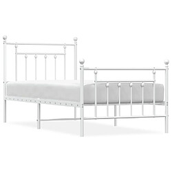 vidaXL Cadre de lit métal sans matelas avec pied de lit blanc 90x200cm