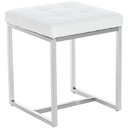 Decoshop26 Lot de 2 tabourets bas repose-pieds poufs forme carrée en PVC blanc et acier inoxydable 10_0004468