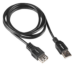 Lanberg Câble USB A Mâle vers USB A Femelle 2.0 Noir 1.8 m Black Box QC 3.0 CA-USBE-15CU-0018-BK