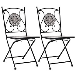 vidaXL Chaises de bistrot mosaïque lot de 2 Gris 