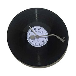 horloge murale vintage quartz ronde cd vinyle noir record horloge décor blanc