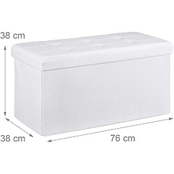 Helloshop26 Tabouret banquette pouf de rangement pliant coffre repose-pieds 76 cm lin blanc 13_0002337_6