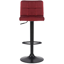 Decoshop26 Lot de 2 tabourets de bar en velours rouge coutures décoratives piètement métal noir 10_0004147