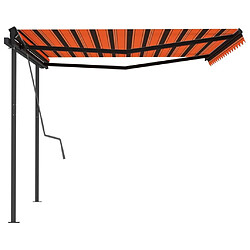 Acheter vidaXL Auvent automatique rétractable poteaux 4x3,5 m Orange marron