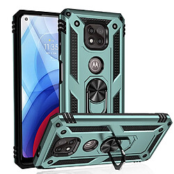 Coque en TPU Anti-chute hybride avec béquille vert noirâtre pour votre Motorola Moto G Power (2021)