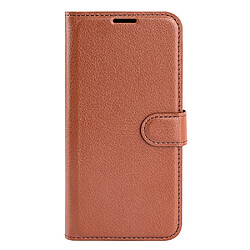 Etui en PU texture litchi, anti-rayures avec support marron pour votre Motorola Moto G22