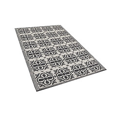 Beliani Tapis extérieur à motif floral noir et blanc 120 x 180 cm NELLUR