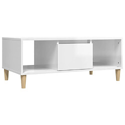 Maison Chic Table basse,Table Console Table d'appoint, Table pour salon Blanc brillant 90x50x36,5 cm Bois d'ingénierie -MN30622