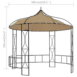 vidaXL Belvédère 300x290 cm Taupe Rond pas cher