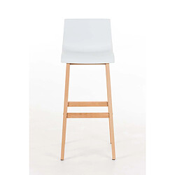 Decoshop26 Tabouret de bar design scandinave x1 structure de 4 pieds en bois assise en plastique blanc 10_0004942