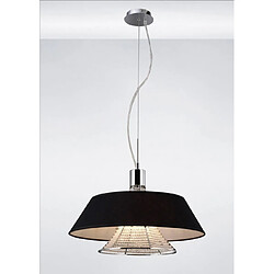 Luminaire Center Suspension Davina avec Abat jour noir 3 Ampoules chrome poli/cristal